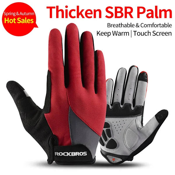 ROCKBROS vindtäta cykelhandskar Cykel Pekskärm Ridning MTB Cykelhandske Thermal Varm Motorcykel Vinter Höst Cykelkläder S030-2R XXL