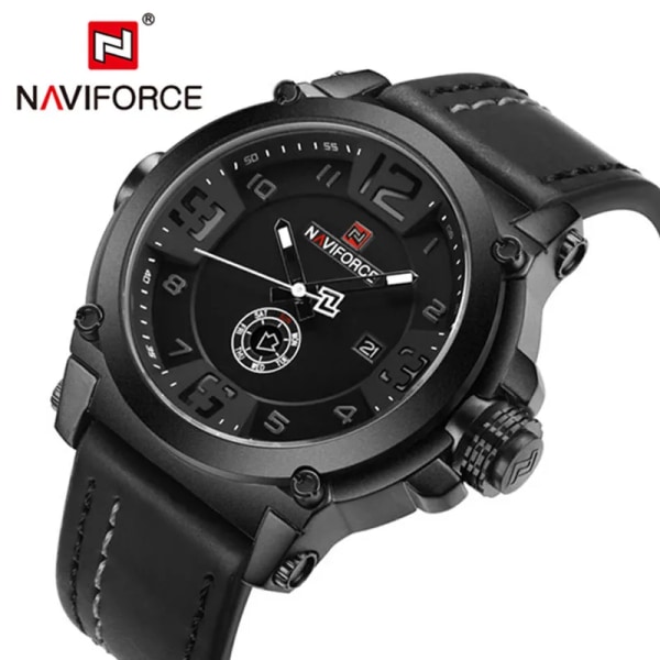 NAVIFORCE Top Lyx Märke Herr Sport Militär Quartz Watch Man Analog Date Clock Läderarmband Armbandsur Relogio Masculino BWB BOX