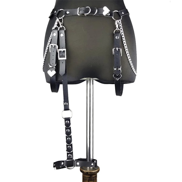 Kvinnor Kjol Bälte Kvinna Pu Läder Hiphop Rock Nattklubb Sexig Jeans Klänning Hjärta Punk Bälte med metall midjekedja Modebälten style 1