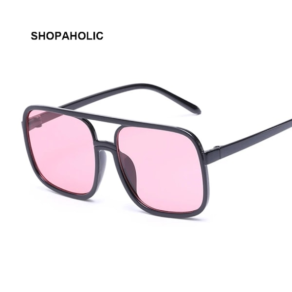 Svart fyrkantig överdimensionerade solglasögon Kvinna Stor båge Rosa solglasögon Kvinnlig Spegel Oculos Unisex gradient Hip Hop nyanser Pink Mercury