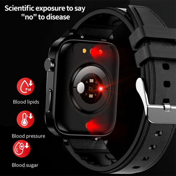 Ny Blodsocker Smart Watch Herr Sangao Laser Treat Hälsa Puls Blodtryck Sport Smartwatch Kvinnor Watch Red Silicon