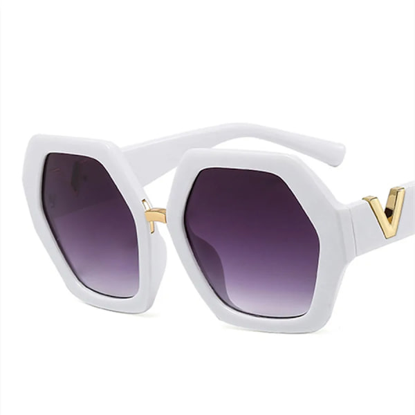 Nytt mode för kvinnor oregelbundna överdimensionerade solglasögon Retro Designer Solglasögon för damer Trendiga nyanser av högsta kvalitet UV400 glasögon White Grey As the picture