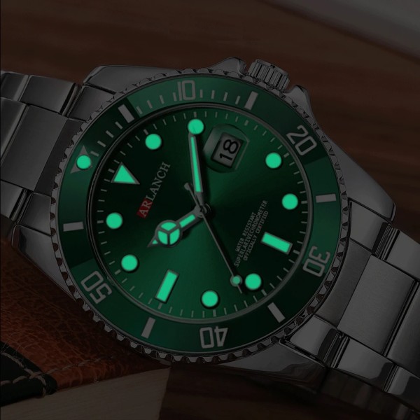 ARLANCH Hot Sell Herr Quartz Watch Toppmärke Date Sport Klockor Mode Lyx Vattentät Helt Stål Man Klocka Relogio Masculino Black blue With box