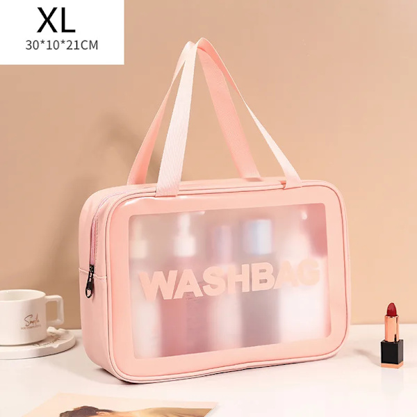 4 Style PCS Damkosmetikväska 2023 Badmakeup Förvaringsväska Bärbar Vattentät Resor Dam Dusch Handväska PU Pink XL