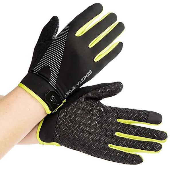 Män Cykelhandskar Full Finger Touch Screen Motorcykel Cykel Mtb Cykel Handskar Gym Träningshandskar Utomhusfiske Hand Guantes Black Green M