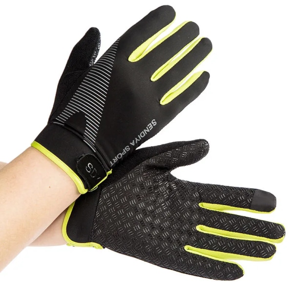 Män Cykelhandskar Full Finger Touch Screen Motorcykel Cykel Mtb Cykel Handskar Gym Träningshandskar Utomhusfiske Hand Guantes Black Green XL