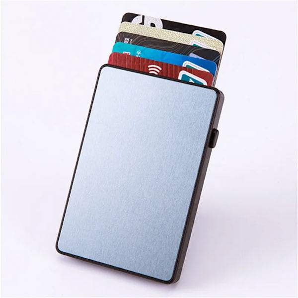 Bisi Goro herrplånbok tunn RFID-blockerande popup-knapp Case Aluminium Enkelkorthållare Box Smart plånbok X-64-Gray