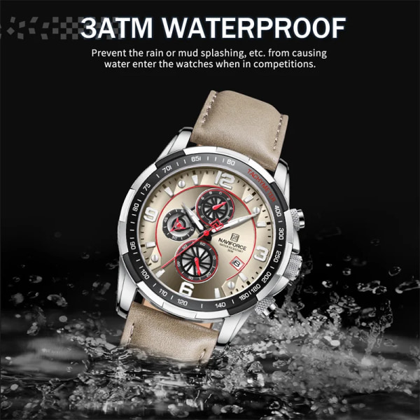 2022 Toppmärke Lyx NAVIFORCE Watch för män Multifunktion Sport Luminous Mans Quartz Läderklockor Relógio masculino SGNGN