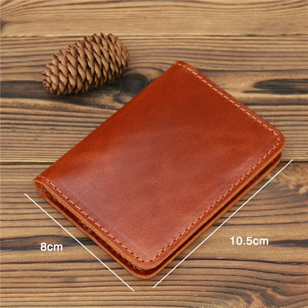 Kreditkortsplånbok i 100 % äkta läder Plånbok Korthållare Retro Crazy Horse Läder Plånbok för män light brown