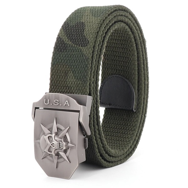 Canvas automatiskt spänne bälte för män Tactical Army hög kvalitet 4 mm tjocka 38 mm breda byxor Tillbehör Nytt träningsbälte för utomhusbruk camouflage 110cm