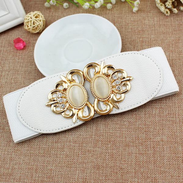 Kvinnors brett bälte dam guld designer elastiskt band med klänning jacka Dam lyxiga bälte tillbehör brett bälte x279 x279-White One Size