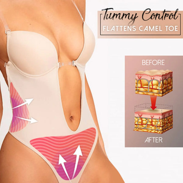 Shapewear för kvinnor Plus Size Rygglös Inbyggd BH Body Shaper Sömlös med öppen gren Kvinnlig Bodyshaper Push Up underkläder Beige M