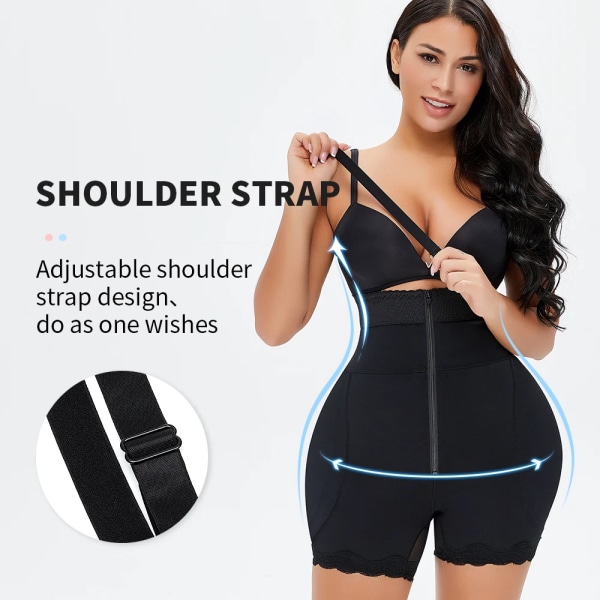 Butt Lifter Shapewear Helkroppsformare Underkläder Falska skinkor Underkläder Höftkuddar Enhancer Shapwear Korta remmar Smalare midja Black XXL