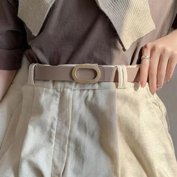 Dambälte Lyxdesigner nålhål Justerbart bältesspänne Modeläderjeans Midjeband Tjej Högkvalitativa kvinnliga bälten Nytt nude 95CM