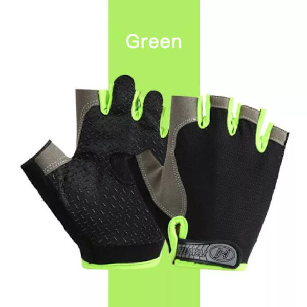 Halvfingerhandskar Gym Fitness Anti-halk Kvinnor Män Gel Pad Handskar Gym Cykling Fingerlösa handskar Cykeltillbehör Green L