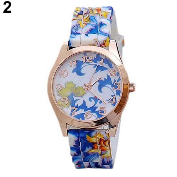 HET FÖRSÄLJNING!!! Kvinnor Rhinestone Inlagd Blomma Rund Urtavla Faux Läder Band Kvarts Watch Mode Kvarts Watch Kvinnor B