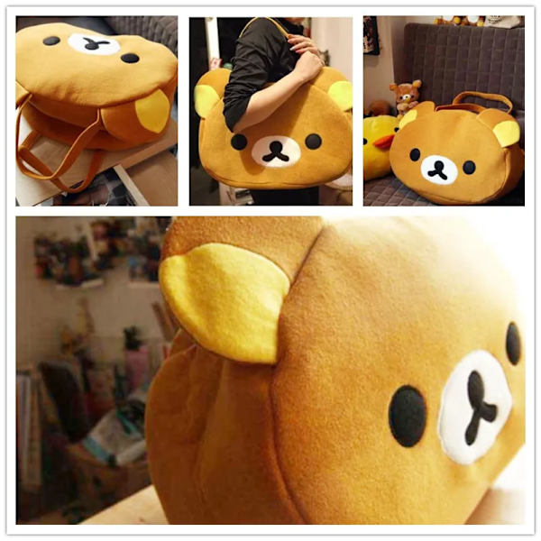 Anime San-X Rilakkuma Söt Big Bag Handväska Axelväska plysch relax brun björn Yellow