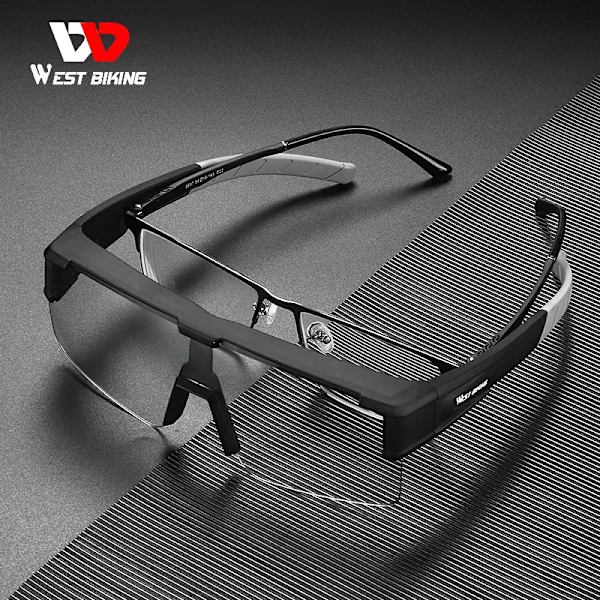 WEST BIKING Myopic Polarized Square Solglasögon Män Photochromic Cykling Passform över glasögon Köra Fiske Glasögon Cykelglasögon White x Photochromic