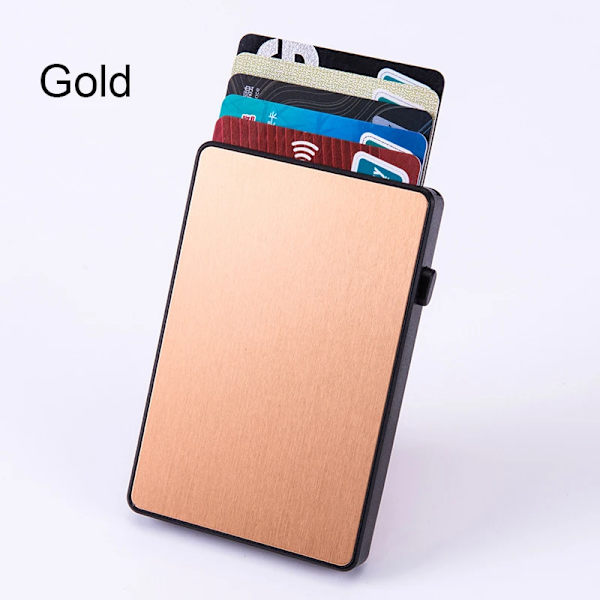 Mode popup-tryckknapp Bank Case Hållare Smal smartkortplånbok RFID Tunn Smart Metallplånbok För Man Kvinnor Nyhet Gold