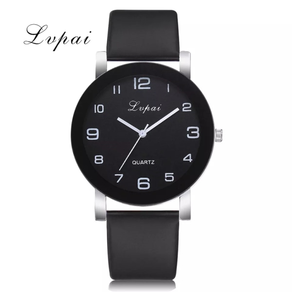 Lvpai Brand Armband Watch Dammode Läder Svart Quartz Armbandsur Damklocka Relogio Feminino Reloj Mujer Black