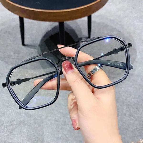 1st blått ljus blockerande mode highend glasögon män optiska klara glasögon svart fyrkantig ram glasögon Matt black frame