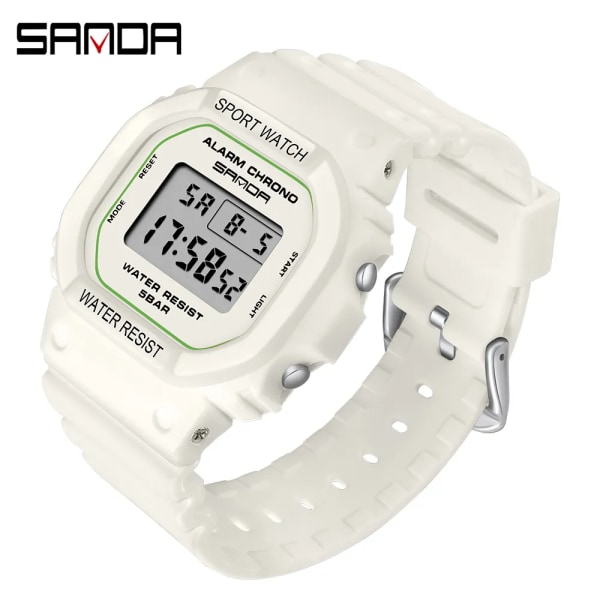 SANDA White Fashion Damklockor Vattentät LED Digital watch för kvinnlig klocka Dam Sportarmbandsur relogio feminino 293 Green