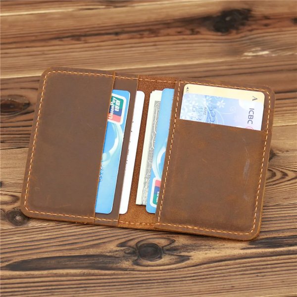 Plånbok för män Korthållare Läder Minimalistisk Personlig Liten Tunn Plånbok Smal Mini Kreditkort Bank ID Kort Hållare Plånbok Yellow Brown