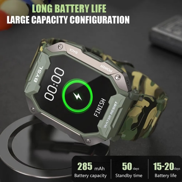 BYSL S20 Smartwatch Herr 1,69 tums HD-skärm Bluetooth Call Sport Fitness 5ATM Vattentät Tracker Sleep Monitor Smart Watch Green