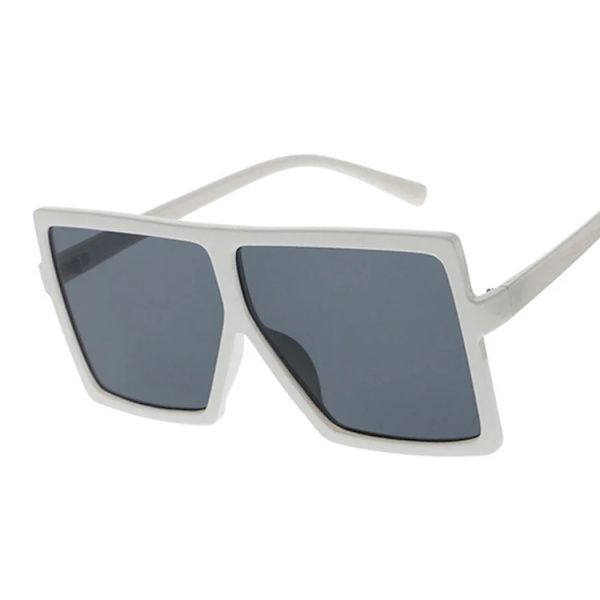 Överdimensionerade solglasögon Kvinna Solglasögon Svart Mode Fyrkantiga Glasögon Stor Båg Vintage Retro Glasögon Kvinna Unisex Oculos Feminino White Gray