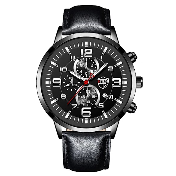 Herrklockor Rostfritt stål Läder Quartz Armbandsur Man Business Watch Watch Datum Lysande Man Casual Armband Klocka As shown 5