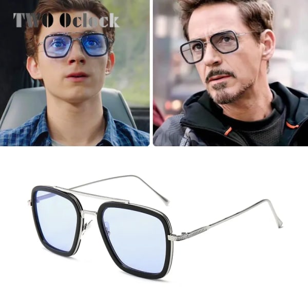 Tony Stark Solglasögon Herr Vintage Retro Herrglasögon Iron Man 3 Solglasögon Gul Röd Solglasögon 2019 Skärmar Herr oculos W66218 C13 Gold Brown-Brown