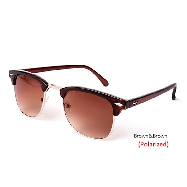 LeonLion Polarized Semi-Rinless Solglasögon Dam/Her Polarized UV400 Classic Brand Designer Retro Oculos De Sol Gafas C15 Brown