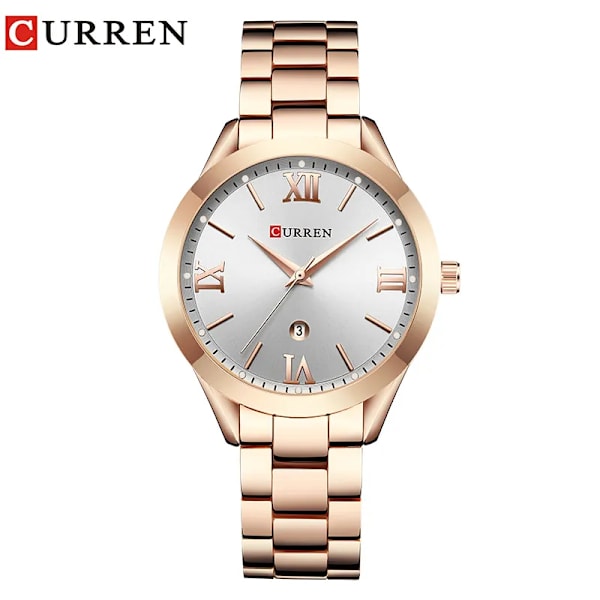 CURREN Guldklocka Watch Damklockor Creative Steel Damarmband Klockor Damklocka Relogio Feminino Montre Femme Rose gold white