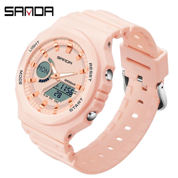 SANDA Utomhussportklockor Män Ms LED Digitala klockor Militär Vattentät Date Elektronisk Watch Pojke Tjej Relogio Masculino Pink