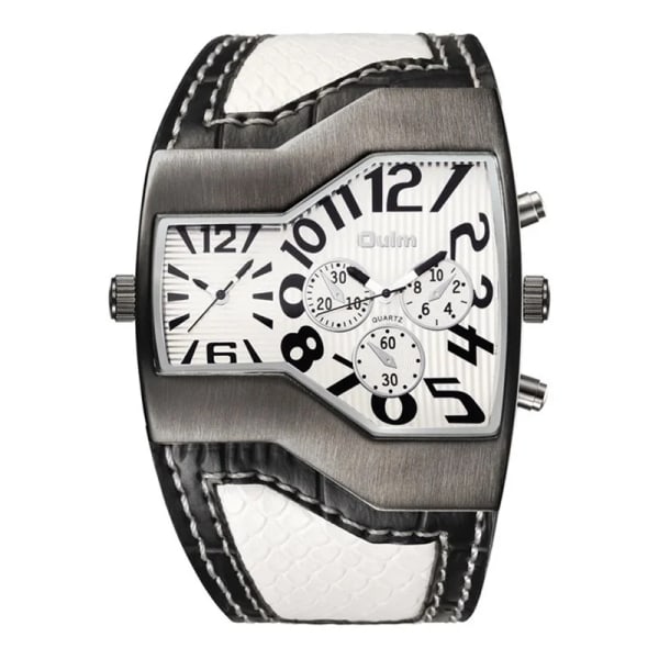 Oulm HP1220 Watch Personlig rem Big Dial Klockor Herr Watch utomhus Lyx Herr Quartz Armbandsur reloj hombre White