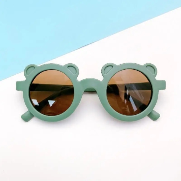 Flickor Pojkar Söta Björn Solglasögon UV400 Barn Tecknad Retro Runda Solglasögon Utomhusglasögon Baby Shade Glasögon Party Glasögon A03