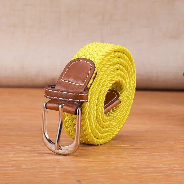 Nytt mode mångsidig canvas män kvinnor bälte metall spänne elastiskt flätat elastiskt bälte hög kvalitet camping fiske män bälten gym yellow 105CM
