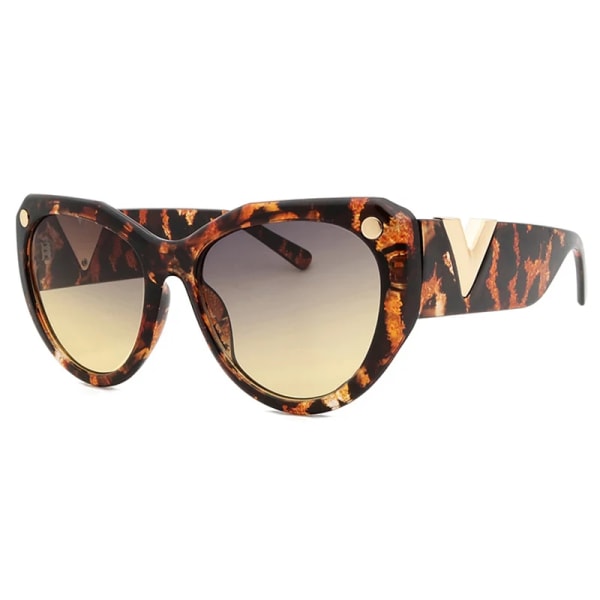 Nytt lyxvarumärke Svarta överdimensionerade solglasögon Dam Raffinerad design Stora stora solglasögon Dammode V Cat Eye Solglasögon Uv400 C2 look picture