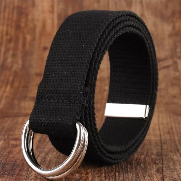 Mode bälte för män/kvinnor D-format dubbelringspänne Enkelt solid bomullscanvas All-match unisex canvasbälten Midjebälte lyx Light grey 100cm