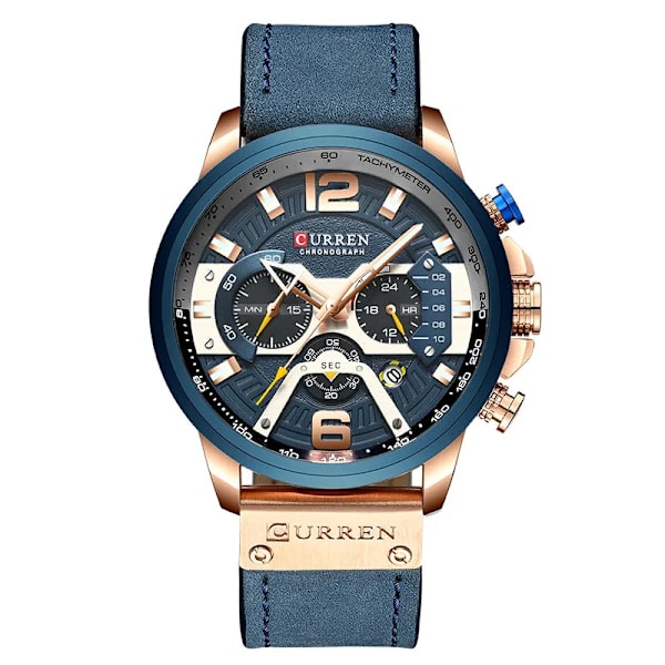 CURREN Lyxmärke Herr Analog Läder Sportklockor Herr Army Military Watch Man Date Quartz Clock Relogio Masculino 2021 Rose Gold Blue