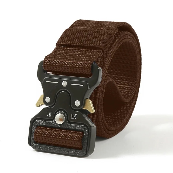 Army Style Stridsbälten Snabbkoppling Taktiskt bälte Mode Män Militär Canvas Midjeband Utomhus Jakt Vandringsredskap Coffee ZS 3.8cm X 125cm