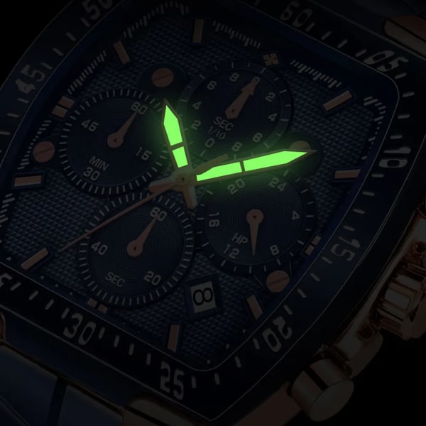 WWOOR Herr Kronograf Sportklockor För Herr Mode Fyrkantiga Toppmärke Lyx Rostfritt Stål Vattentät Watch Reloj Hombre Rose black box