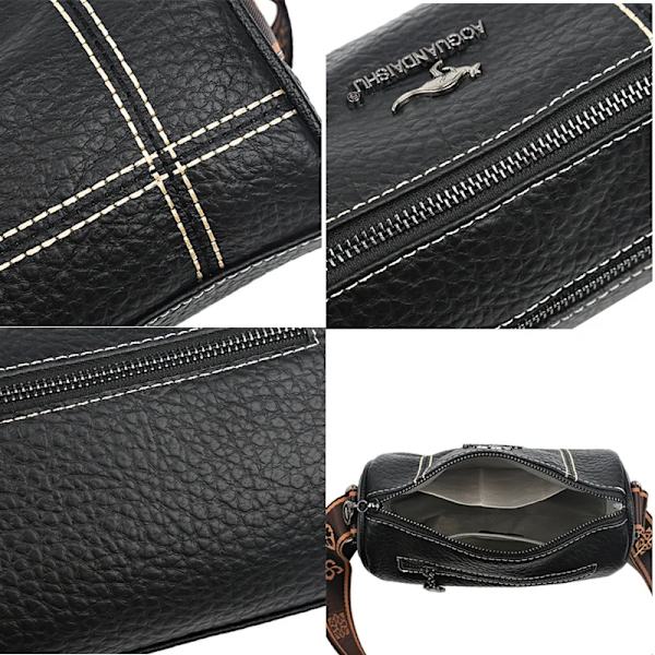 Högkvalitativ enfärgad äkta läder Crossbody-väskor för kvinnor Handväskor i äkta läder Damväskor Kvinnliga Tote Sac Khaki 22cm 11cm 14cm