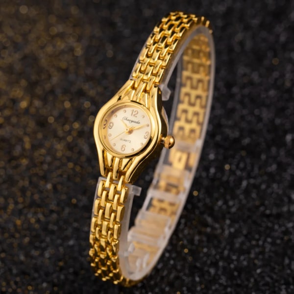 Enkla Eleganta Små Damklockor Lyxmärke Guld Armbandsur för Dam Dam Quartz Klockor för tjejer montre femme Gold 4