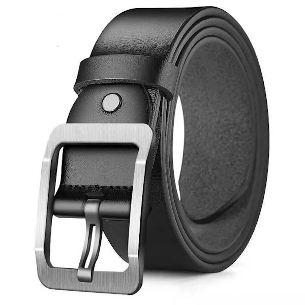 Män högkvalitativt bälte i äkta läder Lyxiga designerbälten för män Modeband för män manliga jeans för man Cowboy P303-Black 115CM