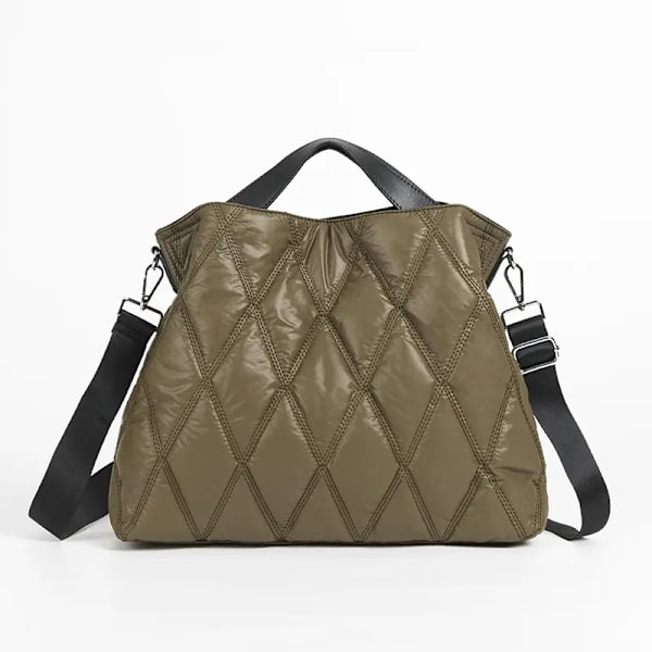Casual Vadderad väska med stor kapacitet Handväskor Damer Designer Lingge Quiltade axelväskor Lyxig Nylon Sapce Crossbody-väska i bomull gray