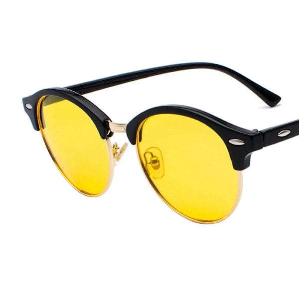 SIMPRECT Polarized Solglasögon Dam UV-skydd Runda solglasögon Män Lyxmärke UV400 Högkvalitativa solglasögon för kvinnor Gold-Night Vision In picture