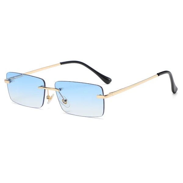Mode rektangel Solglasögon Kvinnor Män Små båglösa Solglasögon Kvinna Man UV400 gafas de sol Glasögon Skärmar Glasögon gradient blue A