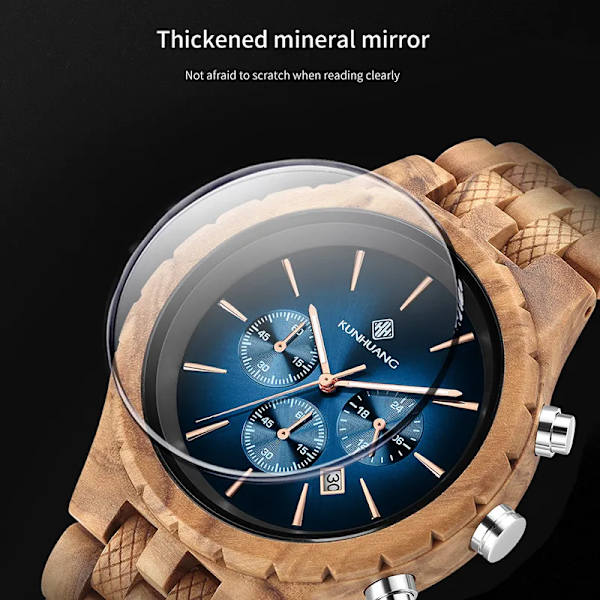KUNHUANG Handgjord watch multifunktionsurtavla watch Lyxig lysande kronograf Custom Logo relógio masculino Brown no box