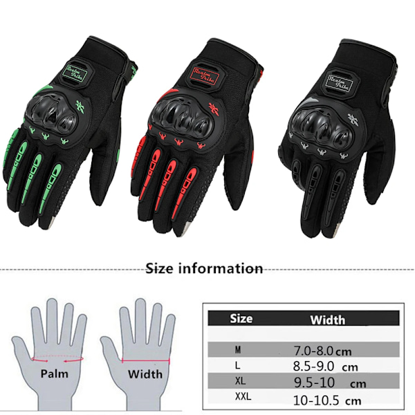 1 par Motorcykelhandskar Andningsbara Hel Finger Racinghandskar Utomhussporthandskar Cykelhandskar För Bmx Atv Väg Racing Sommar Vinter black XL